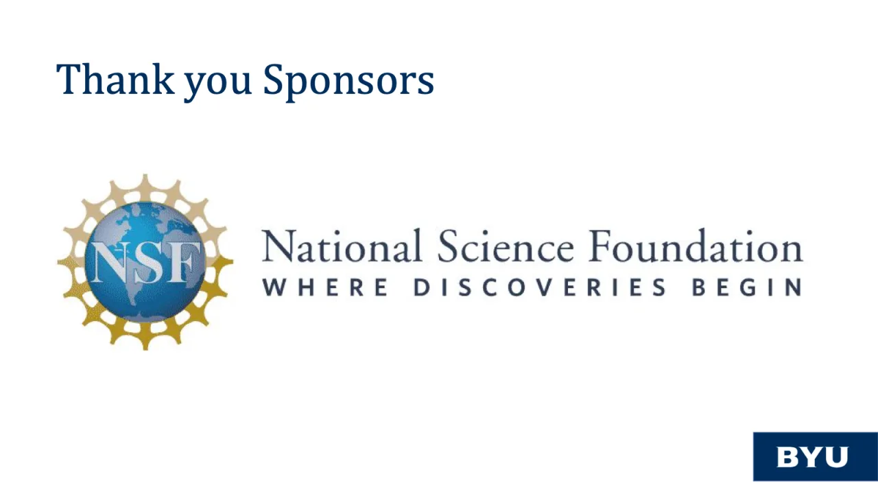 Slide 4: Thank you, sponsors: National Science Foundation