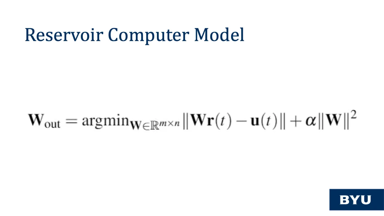 Slide 13: Reservoir computer model: learning the W_out matrix with regularization